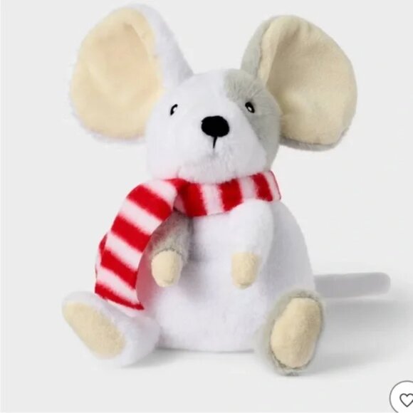 Gigglescape 7'' Mouse White and Gray with Striped Scarf Stuffed Animal NWT - Picture 1 of 3